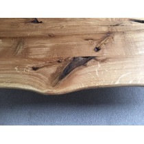 "Eiche, Leimholzplatte, rustikal plus, Baumkante vorne, 100x50x3cm, geölt, Wildeiche